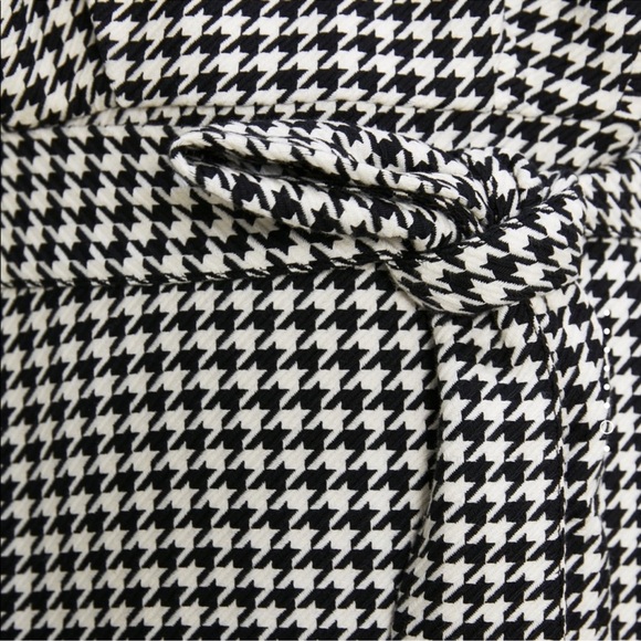 Zara Women Houndstooth Midi Dress Black White Balloon Sleeves Size M - Picture 7 of 16